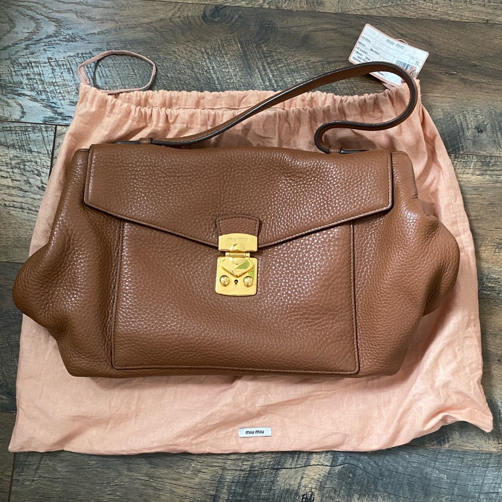 Miu Miu Brandy Leather Tote